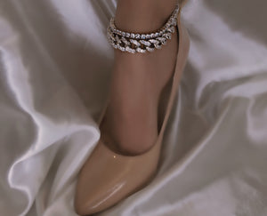 Crystal silver Cuban anklet