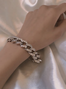 Crystal Silver Cuban bracelet