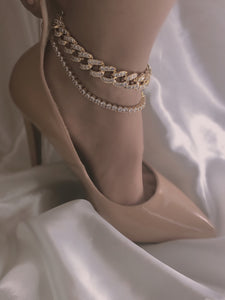 Crystal Gold Cuban anklet